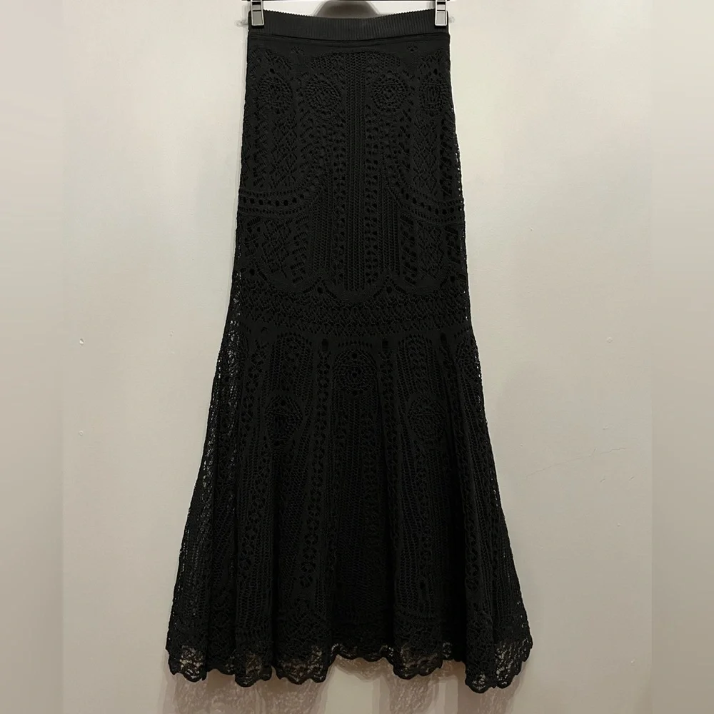 BNWT Alexander McQueen Black Patchwork Lace Midi Skirt, size S - Picture 5 of 12